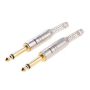 Pack of 2 Gold Plated 6.35mm 1/4 '' Male DIY Mono Plug Audio Adapter Spring
