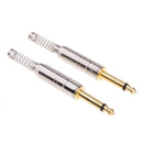 Pack of 2 Gold Plated 6.35mm 1/4 '' Male DIY Mono Plug Audio Adapter Spring