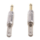 Pack of 2 Gold Plated 6.35mm 1/4 '' Male DIY Mono Plug Audio Adapter Spring