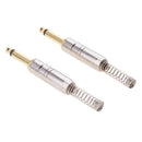 Pack of 2 Gold Plated 6.35mm 1/4 '' Male DIY Mono Plug Audio Adapter Spring