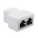 RJ45 Splitter Adapter,RJ45 Female 1 to 2 port Female Socket Adapter Interface Ethernet Cable 8P8C Extender Plug LAN Network Connector for Cat5, Cat5e, Cat6, Cat7 White