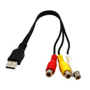USB Male To 3RCA Female Video AV A/V Converter Cable Adapter For HDTV TV