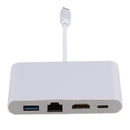 4in1 Hub Type C To HDMI 4K USB 3.0 Ethernet (RJ45 Port) USB-C Adapter for New MacBook/MaBook Pro 2016/2017, Samsung S8/S8 Plus Silver