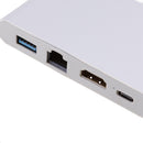 4in1 Hub Type C To HDMI 4K USB 3.0 Ethernet (RJ45 Port) USB-C Adapter for New MacBook/MaBook Pro 2016/2017, Samsung S8/S8 Plus Silver