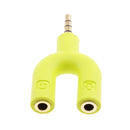 U Shape Adapter Kit 3.5mm Y Splitter for Audio Headphone Green