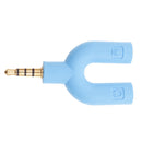 U Shape Gold Plated 3.5mm Audio Y Splitter Headphone Cable Blue