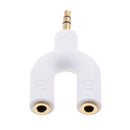 3.5mm Stereo Audio Splitter Earphone Headphone 2 Way Adaptor Keyring White