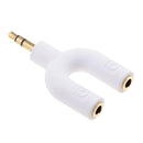 3.5mm Stereo Audio Splitter Earphone Headphone 2 Way Adaptor Keyring White