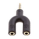 3.5mm Stereo Audio Splitter Earphone Headphone 2 Way Adaptor Keyring Black