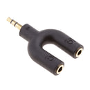 3.5mm Stereo Audio Splitter Earphone Headphone 2 Way Adaptor Keyring Black