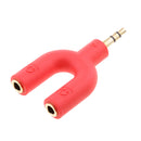 3.5mm Stereo Audio Splitter Earphone Headphone 2 Way Adaptor Keyring Red