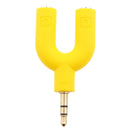 3.5mm Stereo Audio Splitter Earphone Headphone 2 Way Adaptor Keyring Yellow