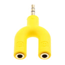 3.5mm Stereo Audio Splitter Earphone Headphone 2 Way Adaptor Keyring Yellow