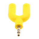 3.5mm Stereo Audio Splitter Earphone Headphone 2 Way Adaptor Keyring Yellow