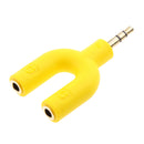 3.5mm Stereo Audio Splitter Earphone Headphone 2 Way Adaptor Keyring Yellow