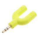 3.5mm Stereo Audio Splitter Earphone Headphone 2 Way Adaptor Keyring Green