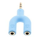 3.5mm Audio Splitter Jack Earphone Headphone 2 Ways U Adapter Keyring Blue