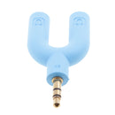 3.5mm Audio Splitter Jack Earphone Headphone 2 Ways U Adapter Keyring Blue