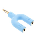3.5mm Audio Splitter Jack Earphone Headphone 2 Ways U Adapter Keyring Blue