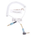 3.5mm Male To 3.5mm Male Coiled Stereo Audio Headphone Cable L-Shaped White