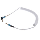 3.5mm Male To 3.5mm Male Coiled Stereo Audio Headphone Cable L-Shaped White