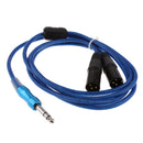 Universal 6.35mm 1/4inch TRS Male to 2 Dual XLR Male Mic Stereo Audio Converter Adapter Cable Cord 5Ft (Blue)