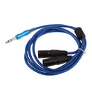Universal 6.35mm 1/4inch TRS Male to 2 Dual XLR Male Mic Stereo Audio Converter Adapter Cable Cord 5Ft (Blue)
