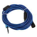 Universal 6.35mm 1/4inch TRS Male to 2 Dual XLR Male Mic Stereo Audio Converter Adapter Cable Cord 9.8Ft (Blue)