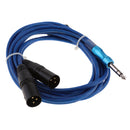 Universal 6.35mm 1/4inch TRS Male to 2 Dual XLR Male Mic Stereo Audio Converter Adapter Cable Cord 9.8Ft (Blue)