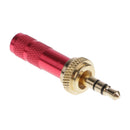 3.5mm Screw Lock Stereo Jack Male Plug Metal Audio Solder Adapter Red