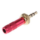 3.5mm Screw Lock Stereo Jack Male Plug Metal Audio Solder Adapter Red