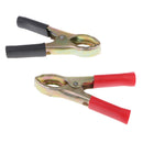 2X Metal Car Battery Clips Crocodile Alligator Test Clamps 10A 75mm Red&Black