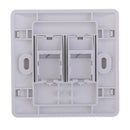 Double Ports CAT6 Wall Outlet Face Plate RJ-45 Network Ethernet Shuttered Socket Data Wall Plate Keystones 2 Holes White