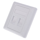 Double Ports CAT6 Wall Outlet Face Plate RJ-45 Network Ethernet Shuttered Socket Data Wall Plate Keystones 2 Holes White
