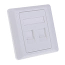 Double Ports CAT6 Wall Outlet Face Plate RJ-45 Network Ethernet Shuttered Socket Data Wall Plate Keystones 2 Holes White