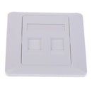 Double Ports CAT6 Wall Outlet Face Plate RJ-45 Network Ethernet Shuttered Socket Data Wall Plate Keystones 2 Holes White