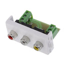 3 Way RCA Wall Socket Module/Modular with Frame Solderless Type for PC AV TV