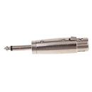 XLR Female to 1/4'' 6.35mm Male Jack Socket Audio Adapter Gender Changer Coupler Silver
