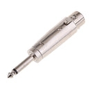 XLR Female to 1/4'' 6.35mm Male Jack Socket Audio Adapter Gender Changer Coupler Silver