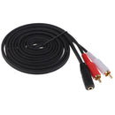 3.5mm Female to 2RCA Male Stereo Audio Cable Gold Plated for Smartphones, MP3, Tablets, Speakers,Home Theater,HDTV 1.8m