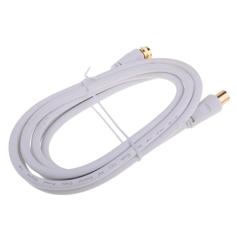 1.8meter TV Coaxial Male to F type Male Coaxial TV Satellite Antenna Cable white