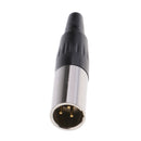 Mini 3 Pin XLR Male Cable Connector For Pro Microphones, Black And Sliver