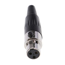 Mini XLR TA3F 3Pin Female Audio Connector Microphone Cable Socket Adapter Black Hoods with Rubber Grommet