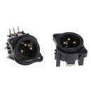2pcs 3pin XLR Male Socket Mount Audio MIC Connector Gold Bend Pin Accessories