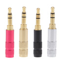 3.5mm 1/8'' TRRS 3 Pole Male Plug A/V Solder Gold Plated Connector Gold
