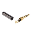 3.5mm 1/8'' 3 Pole Male Plug A/V Solder Gold Plated Connector Black