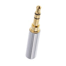 3.5mm 1/8'' 3 Pole Male Plug A/V Solder Gold Plated Connector Silver