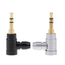 90Â° 3.5mm 1/8'' 3 Pole Male Plug A/V Solder Gold Plated Connector Black