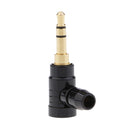 90Â° 3.5mm 1/8'' 3 Pole Male Plug A/V Solder Gold Plated Connector Black