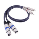 Dual Female XLR To Male RCA Cable 2 XLR To 2 RCA Plug Audio Cable Cord 0.5M